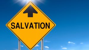 A sign that says salvation with an arrow pointing up