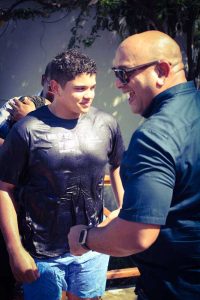 Kurt Jackson and his son at baptism