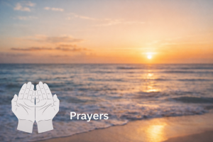 Prayers - writing against a seascape background - anointing service