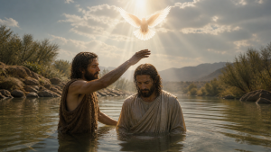 The baptism of Jesus and the Holy Spirit descends