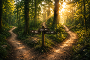 Winding path symbolising life decisions, healing, and trusting God for direction