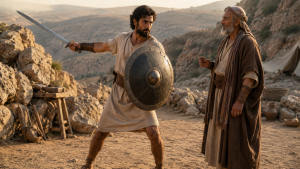 Desert sword training with a double edge sword and the shield of faith
