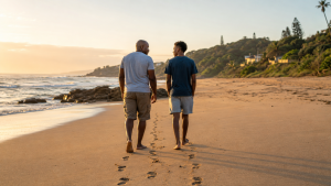 Father and son walking together as a picture of God’s presence with us