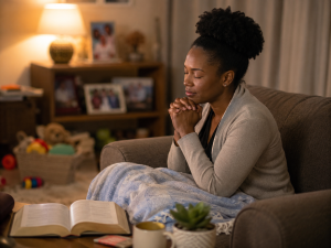 Woman praying honestly before God instead of hiding what is on her heart