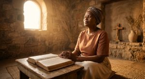 Christian in prayer as the Holy Spirit brings inner transformation