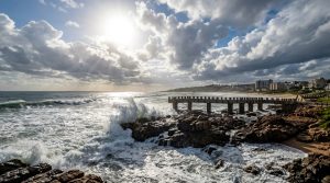Ocean waves against the solid rock coastline in Ramsgate South Coast representing a firm foundation in Christ